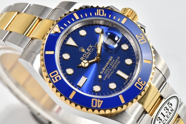 CLEAN FactoryRolextop-tierhigh-quality watch blue dial gold belt v4 latest version 18k mechanical watch front view