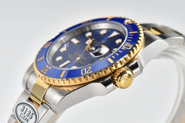 CLEAN FactoryRolextop-tierhigh-quality watch blue dial gold belt v4 latest version 18k mechanical watch side view