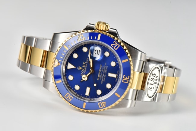 CLEAN FactoryRolextop-tierhigh-quality watch blue dial gold belt v4 latest version 18k mechanical watch front view