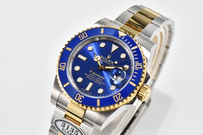 CLEAN FactoryRolextop-tierhigh-quality watch blue dial gold belt v4 latest version 18k mechanical watch front view