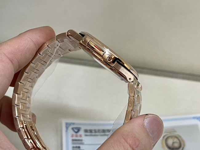 3K Factorytop-tier replicaPatek Philippe super a watch men's gold plate gold band 18Krose gold South African real diamond mechanical watch side view