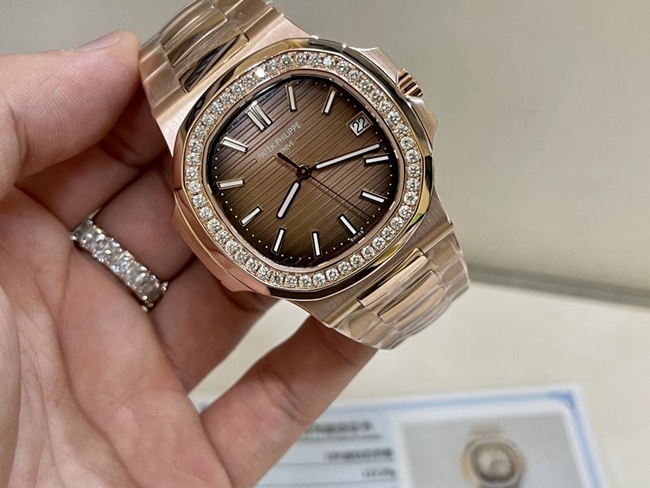 3K Factorytop-tier replicaPatek Philippe super a watch men's gold plate gold band 18Krose gold South African real diamond mechanical watch front view