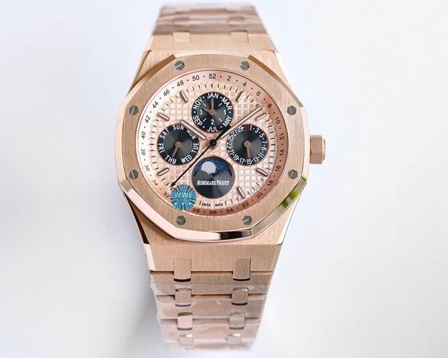 Audemars Piguettop-tier watch men's blue dial gold steel braceletRoyal Oak26574ST series mechanical watch front view