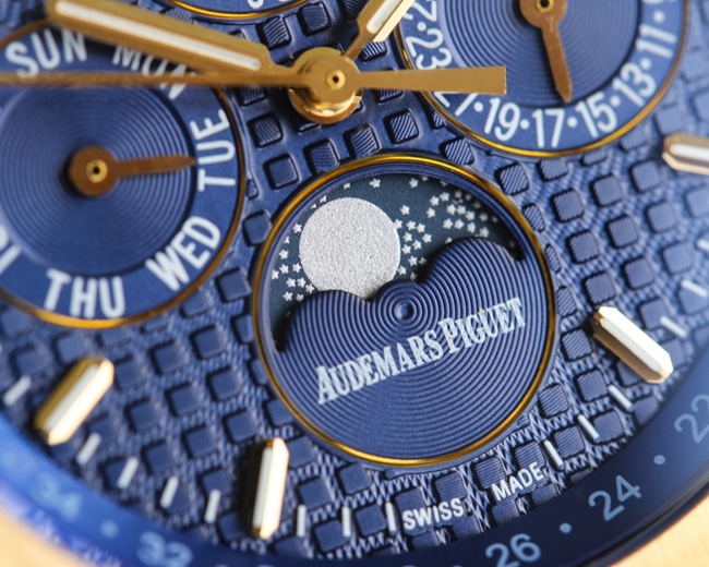 Audemars Piguettop-tier watch men's blue dial gold steel braceletRoyal Oak26574ST series mechanical watch detail shots
