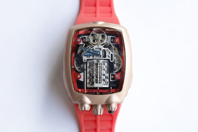 top-tier Bugatti Veyron watch men's white dialrubber strap mechanical watch front view