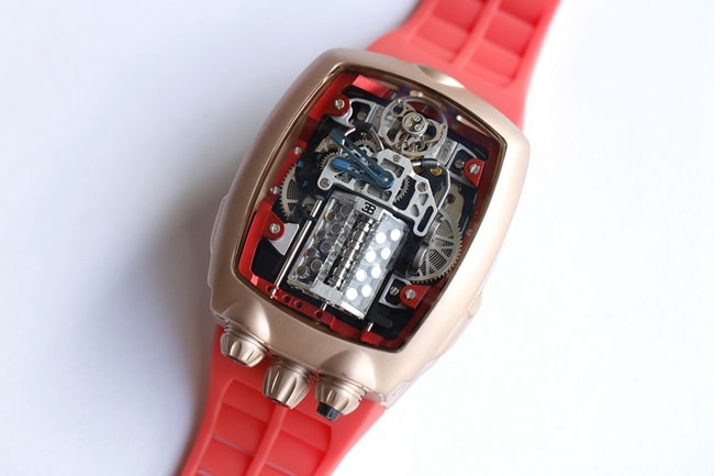 top-tier Bugatti Veyron watch men's white dialrubber strap mechanical watch front view