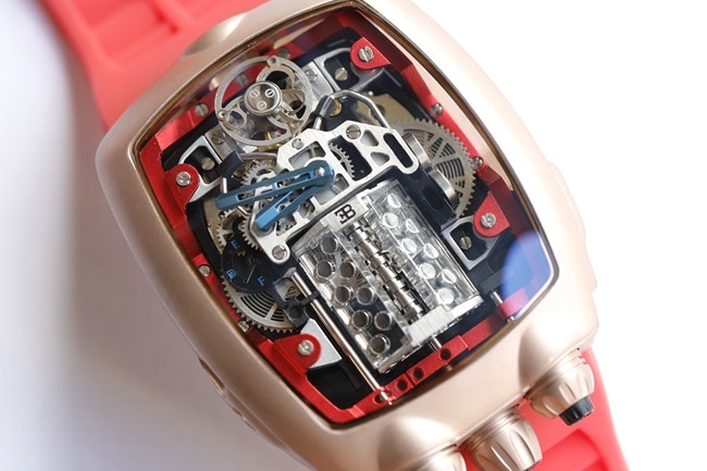 top-tier Bugatti Veyron watch men's white dialrubber strap mechanical watch front view