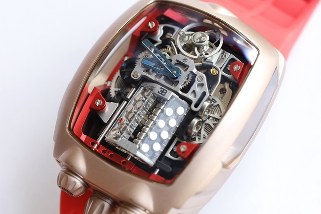 top-tier Bugatti Veyron watch men's white dialrubber strap mechanical watch front view