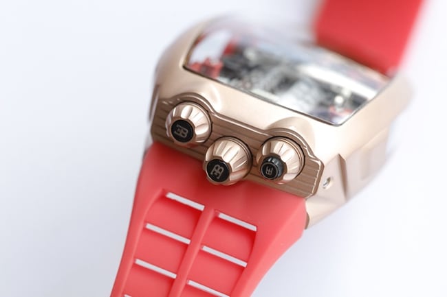top-tier Bugatti Veyron watch men's white dialrubber strap mechanical watch detail shots