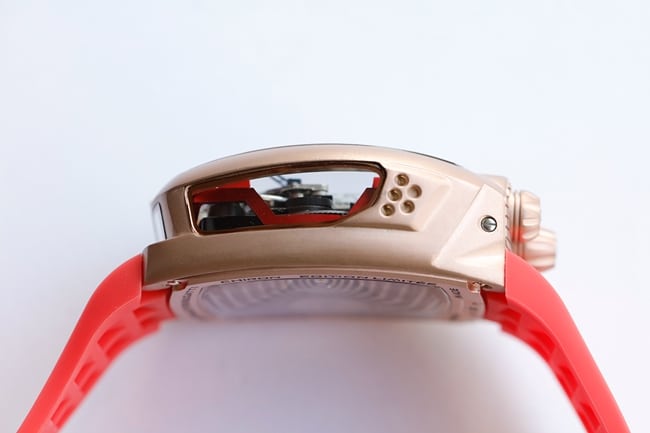 top-tier Bugatti Veyron watch men's white dialrubber strap mechanical watch side view