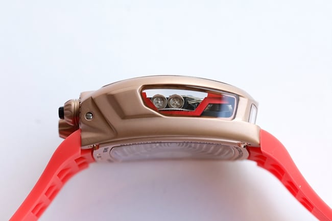 top-tier Bugatti Veyron watch men's white dialrubber strap mechanical watch side view