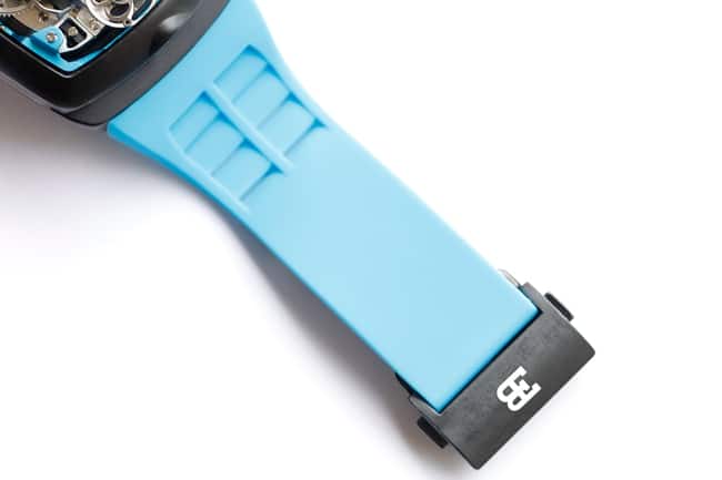 Top-tier Bugatti Veyron watch men's black dial blue rubber strap mechanical watch clasp picture