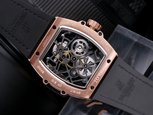 Hublottop-tier watch men's black dial black belt MASTERPIECE series tourbillon mechanical leather strap watch movement picture
