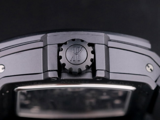 Hublot top-tiersuper watch men's black dial black belt mechanical MASTERPIECE series genuine tourbillonleather strap watch detail shots