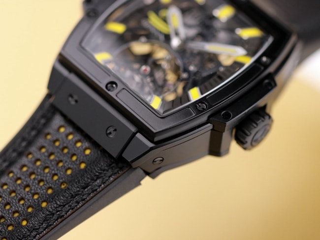 Hublot top-tier watch men's black dialrubber strap manual winding tourbillon mechanical MASTERPIECE series watch detail shots