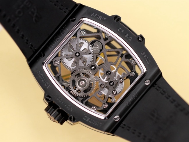 Hublot top-tier watch men's black dialrubber strap manual winding tourbillon mechanical MASTERPIECE series watch movement picture
