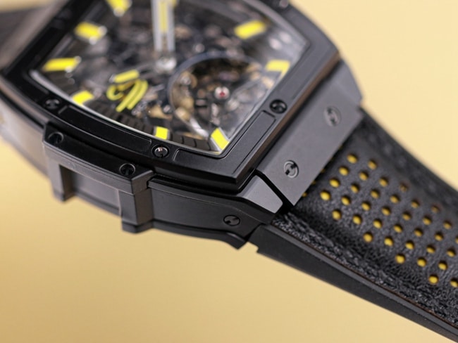 Hublot top-tier watch men's black dialrubber strap manual winding tourbillon mechanical MASTERPIECE series watch detail shots