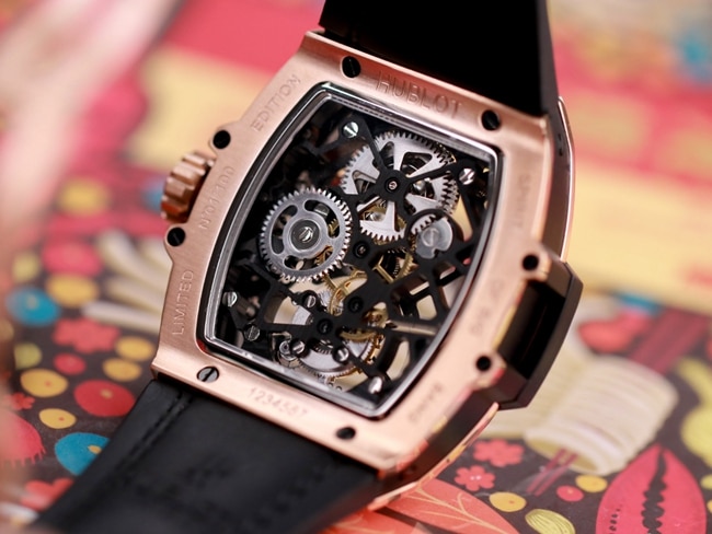 Hublot (Hengbao) watches men's black plate black belt mechanical MASTERPIECE series manual winding tourbillon watch movement diagram