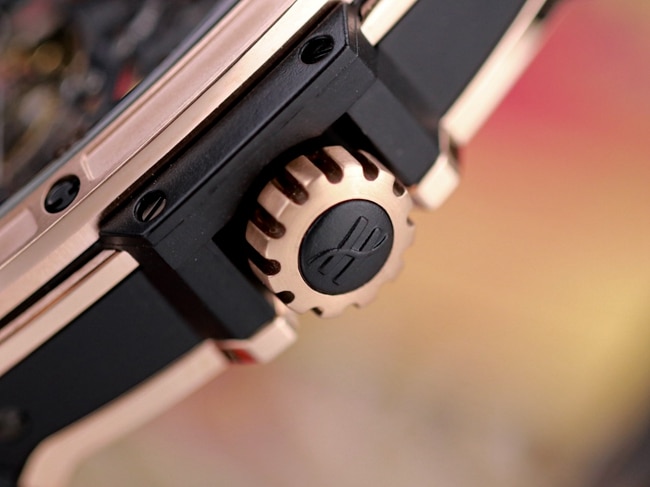 Hublot (Hengbao) watches men's black disk black belt mechanical MASTERPIECE series manual winding tourbillon watch detail picture