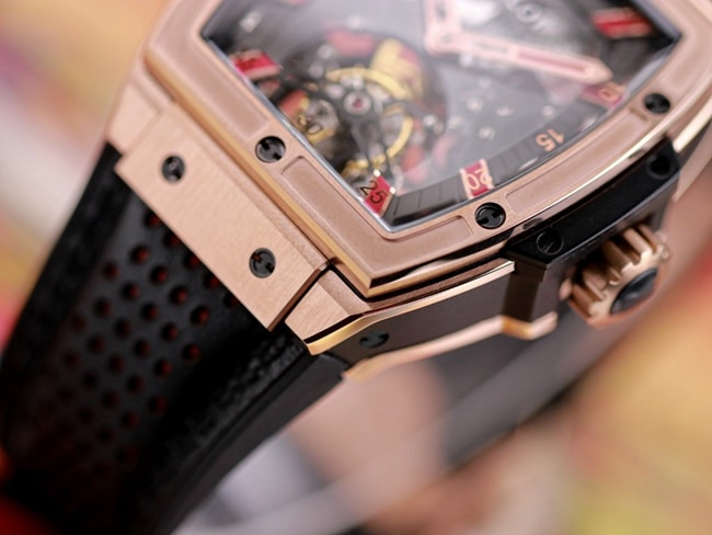 Hublot (Hengbao) watches men's black disk black belt mechanical MASTERPIECE series manual winding tourbillon watch detail picture