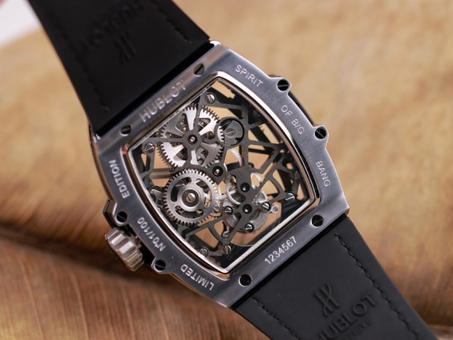 Hublot high-quality watch men's black dial black belt manual winding tourbillonMASTERPIECE series mechanical leather strap watch movement picture