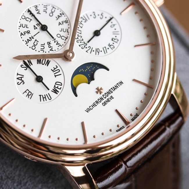 TW factory top-tier replicaVacheron Constantin super a watch men's black dial black belt heritage series perpetual calendar multifunctional mechanical leather strap watch detail shots