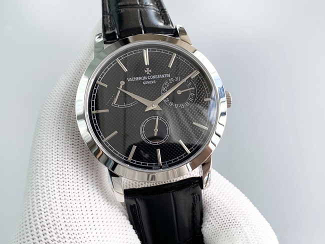 TWS factory Vacheron Constantintop-tierhigh-quality watch men's black dial black belt mechanical leather strap inheritance series round watch front view