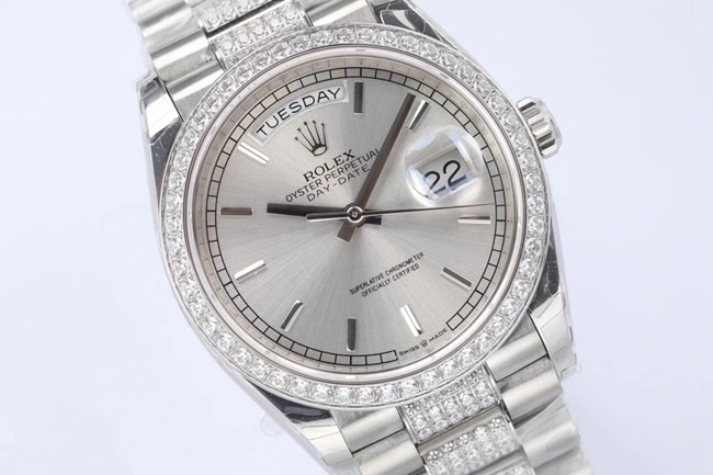 EW Factorytop-tier replicaRolexsuper watch men's gray plate steel braceletDatejust series automatic movement watch front view