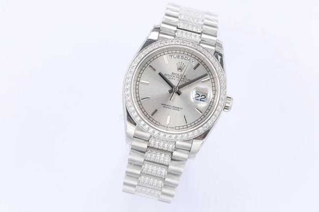 EW Factorytop-tier replicaRolexsuper watch men's gray plate steel braceletDatejust series automatic movement watch front view