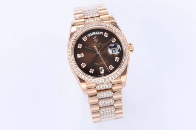 EW FactoryRolextop-tier watch men's brown plate gold belt 2020 new day displayDatejustautomatic movementsteel bracelet watch front view