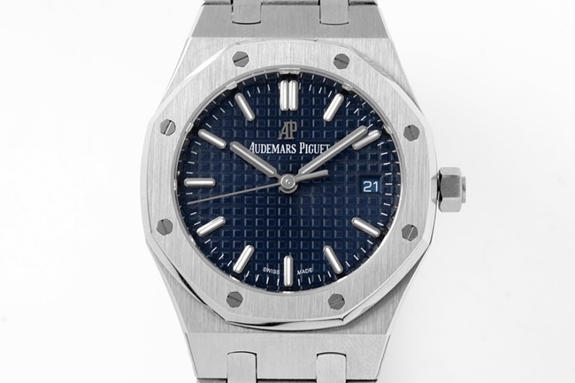 8F factory Audemars Piguettop-tiersuper watch women's blue dialsteel braceletRoyal Oak34mm automatic movement watch front view