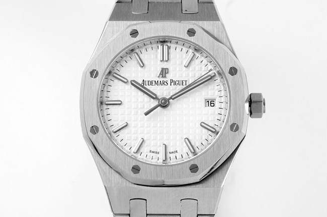 8F factory Audemars Piguet watch women's white dialsteel braceletautomatic movement watch 34mm Royal Oak series watch front view