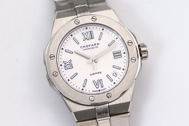 Chopardreplica watch men's white dialsteel bracelet Alpine Eagle ALPINE EAGLE series automatic movement watch front view