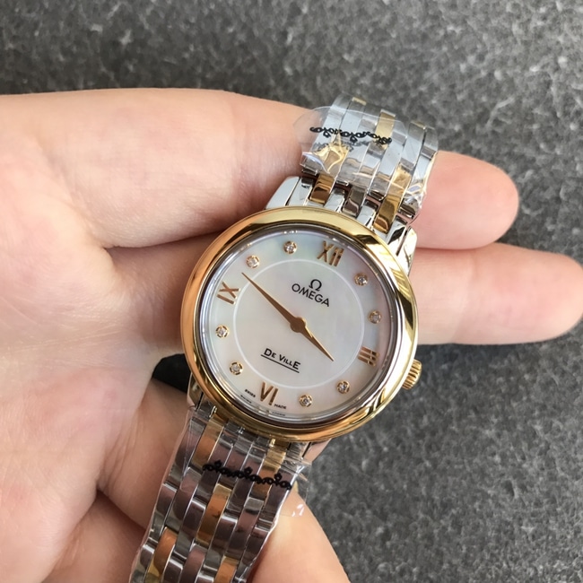 DK factory top-tier replicaOmegahigh-quality watch women's white dial Diefei series quartzsteel bracelet watch front view