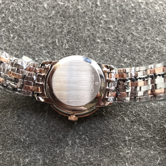 DK factory top-tier replicaOmega super a watch women's white dial gold steel bracelet natural real diamond butterfly series quartz watch back cover picture