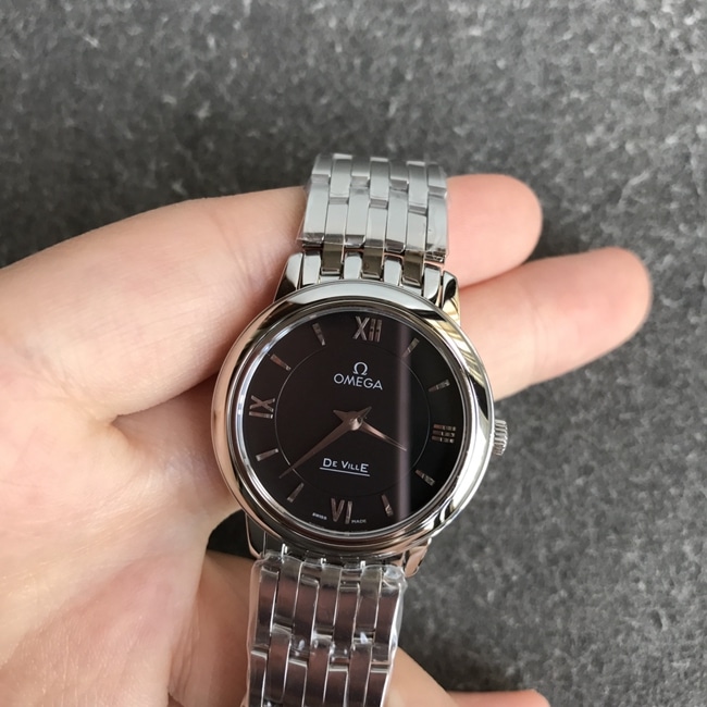 DK factory top-tier replicaOmega1:1 watch women's black dialsteel bracelet new natural real diamond quartz butterfly series watch front view