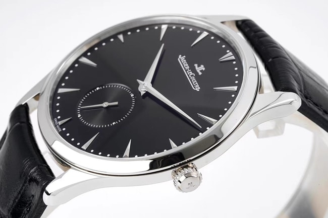 ZF FactoryJaeger-LeCoultretop-tier watch men's black dial black belt small second hand leather strap ultra-thin master series mechanical watch side view