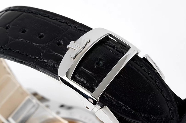 ZF FactoryJaeger-LeCoultretop-tier replicahigh-quality watch men's white dial black belt master series ultra-thin small second hand quartzleather strap watch clasp picture