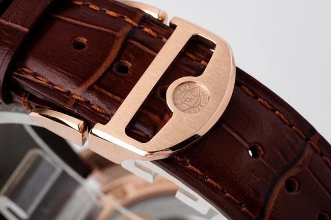 ZF FactoryIWC top-tier watch men's white dial brown belt new Portugal series automatic movementleather strap watch clasp picture