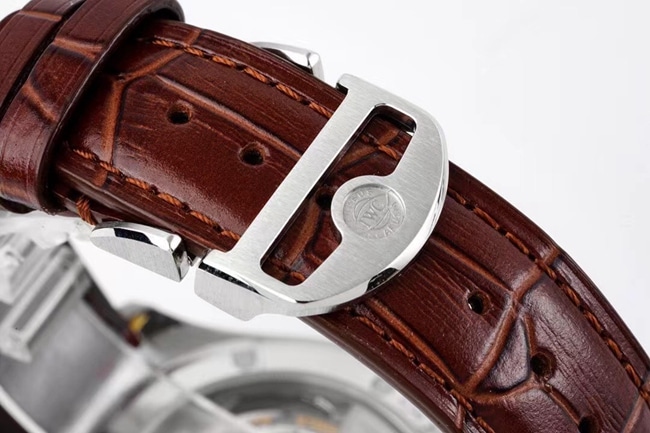 ZF Factorytop-tier replicaIWCsuper watch men's white dial brown belt automatic movementleather strap Portuguese series watch clasp picture