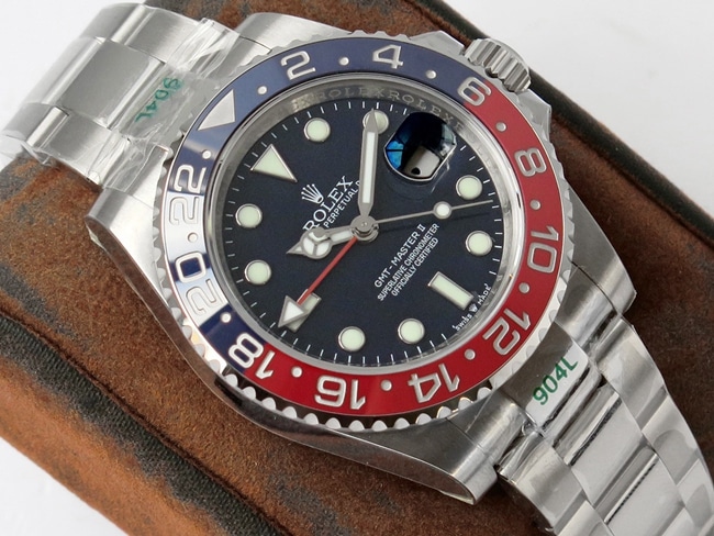 GS factory Rolextop-tier watch men's blue dialsteel bracelet GMT-Master type II GMT series mechanical watch front view