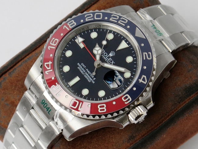 GS factory Rolextop-tier watch men's blue dialsteel bracelet GMT-Master type II GMT series mechanical watch front view