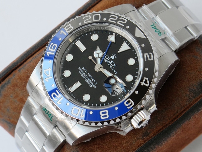 GS factory top-tier replicaRolex1:1 watch men's black dialGMT-Master type II GMT series automatic movementsteel bracelet watch detail shots