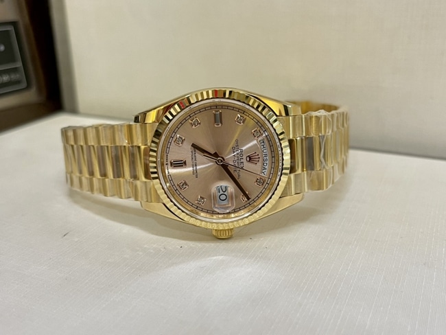 Top-tier watch Rolex men's gold plate gold steel braceletDatejust 36mm South African real diamond watch front view