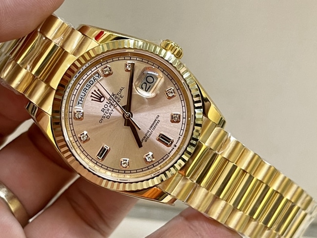 Top-tier watch Rolex men's gold plate gold steel braceletDatejust 36mm South African real diamond watch front view