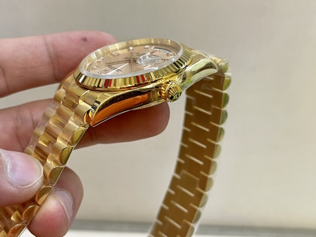 top-tier watch Rolex men's gold plate gold steel braceletDatejust 36mm South African real diamond watch side view