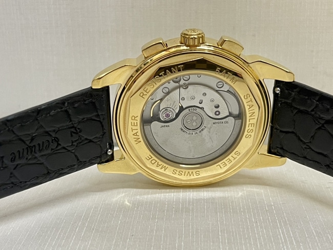 top-tier watch Patek Philippe women's white dial black belt complex chronograph function series leather strap watch movement picture