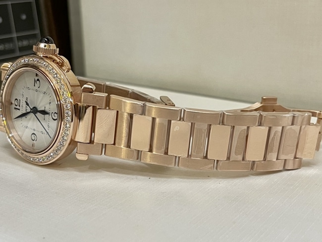 top-tier watch Cartier women's white dialsteel bracelet key series 18krose gold watch clasp picture