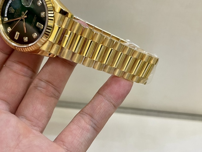 top-tier watch Rolex men's green dial gold belt Datejust South Africa real diamond mechanical watch clasp picture
