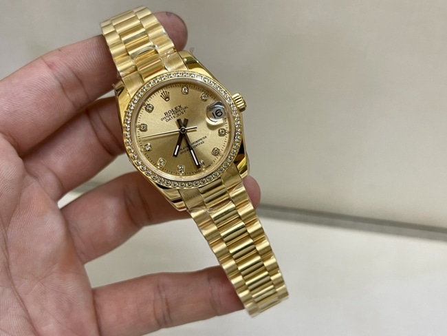 Top-tier watch Rolex women's gold steel bracelet South African real diamond Datejust 31mm watch front view